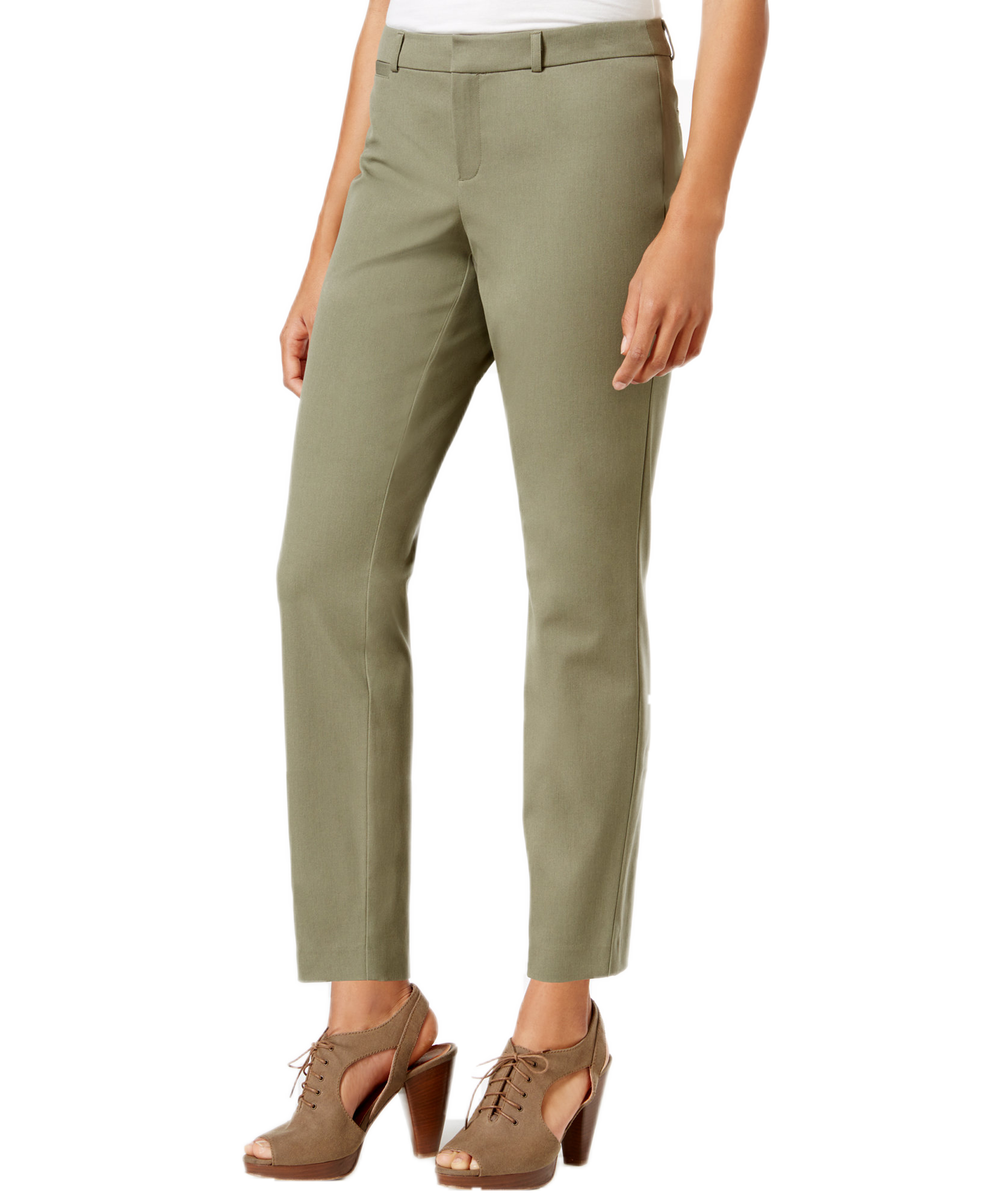 Maison Jules Women Slim Fit Ankle Pants Dusty Olive
