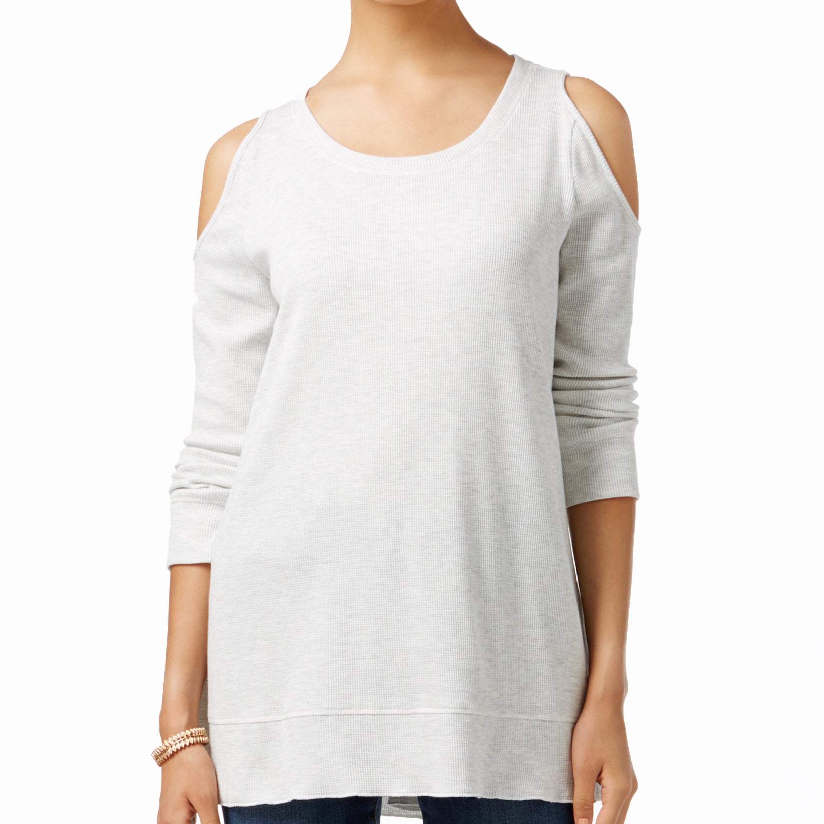 NY Collection Women Cold Shoulder Sweater White