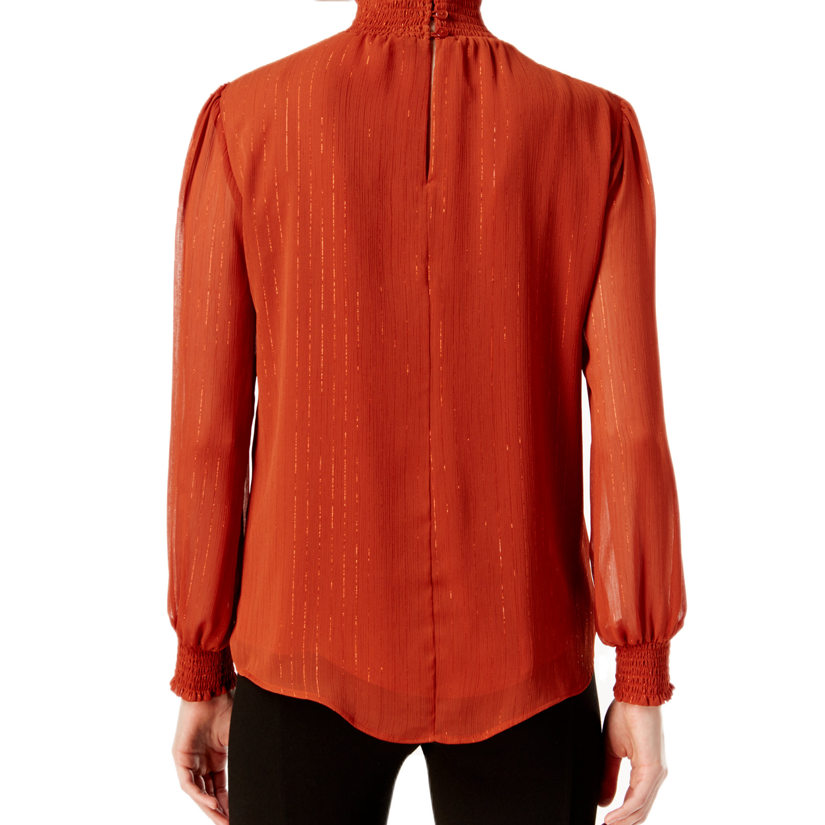 NY Collection Women Metallic Detail Turtleneck Blouse