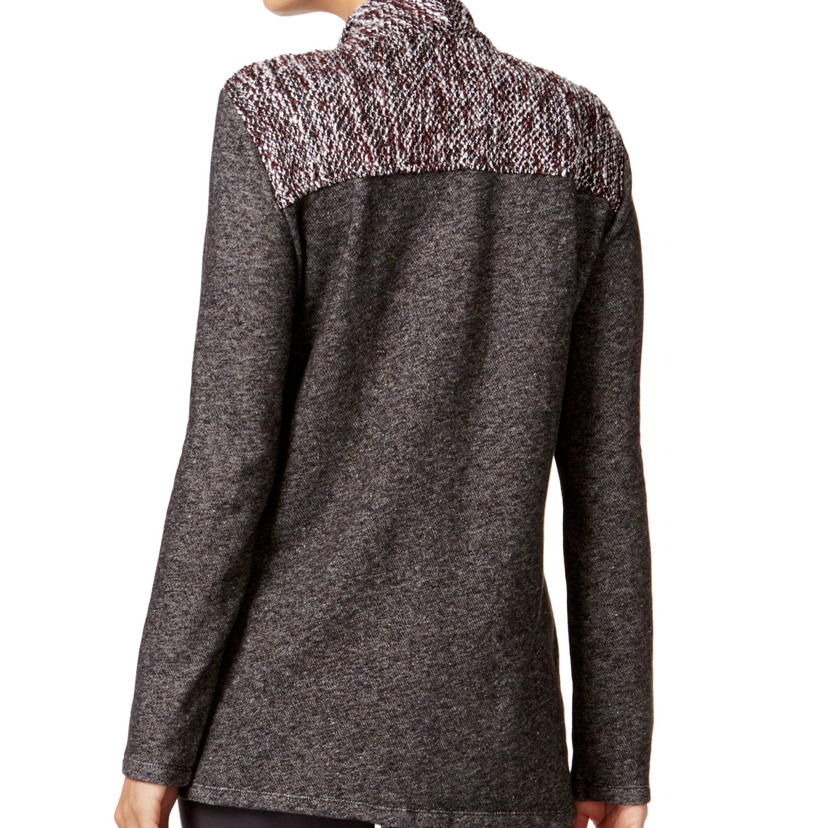 Style & Co Women Mixed Media Open Front Jacket