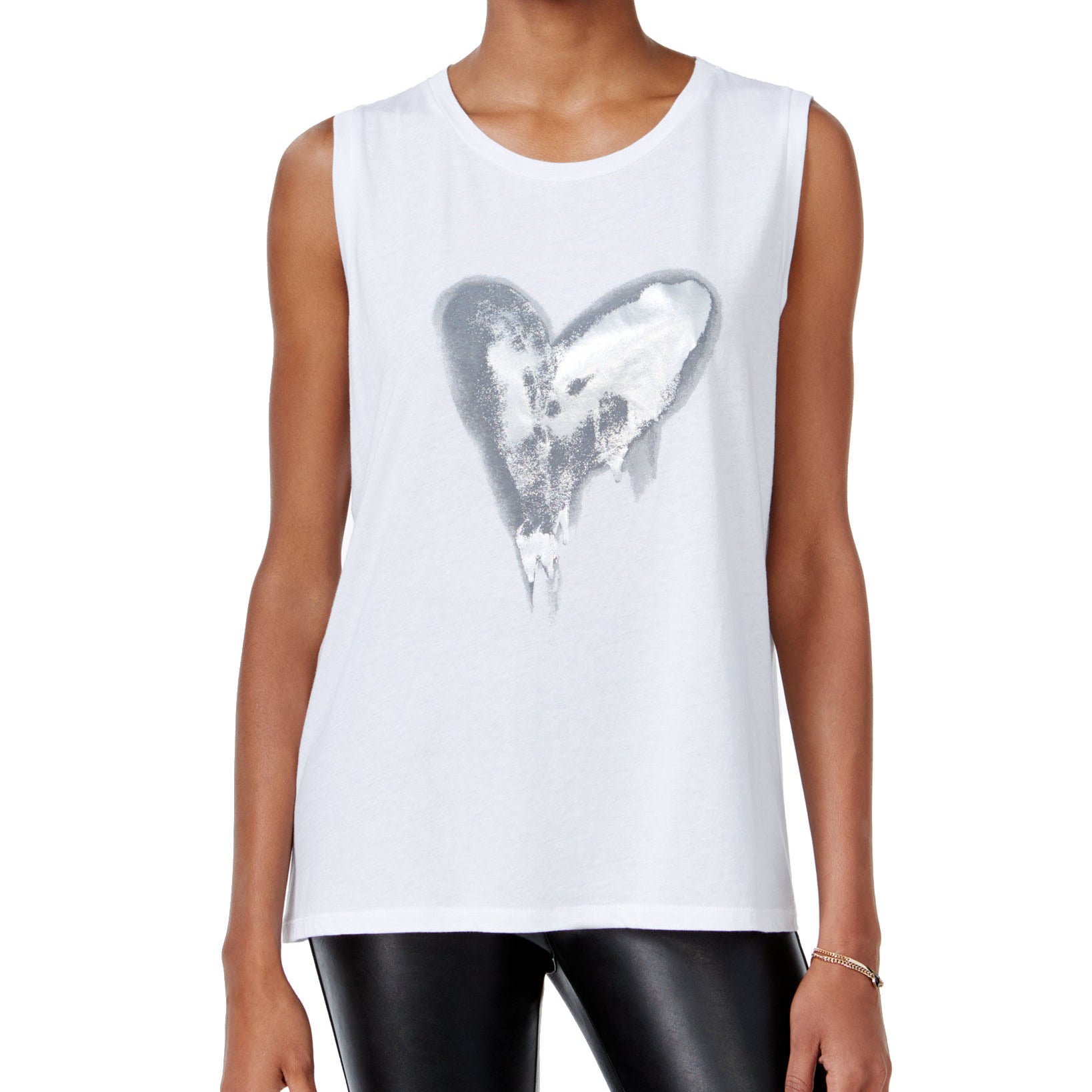 RACHEL Rachel Roy Women Heart Graphic T Shirt White