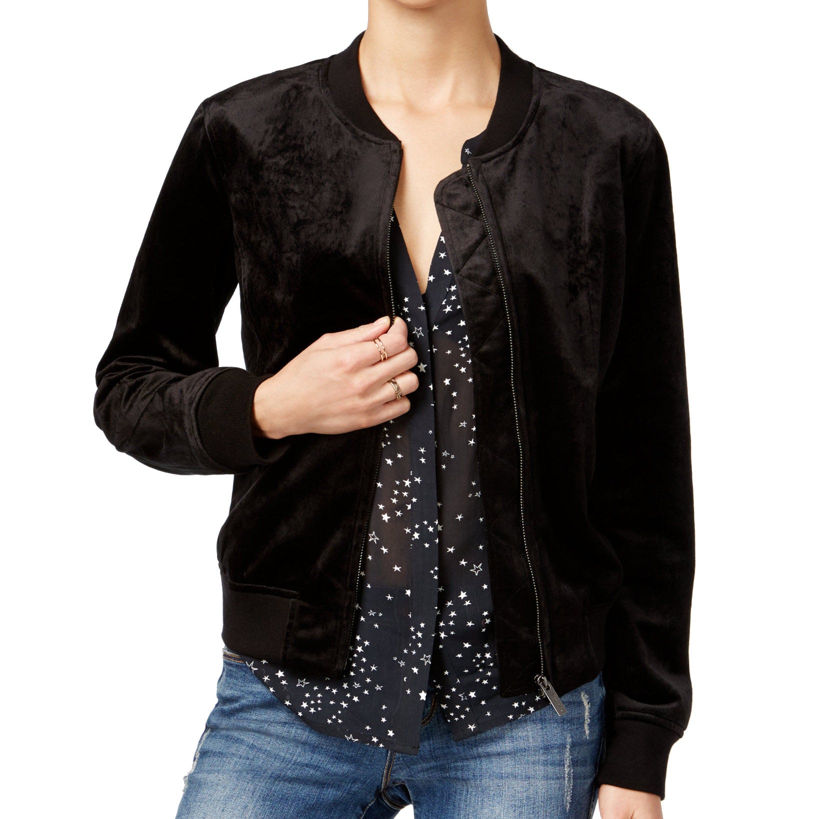 Sanctuary Women Velvet Bomber Jacket Black