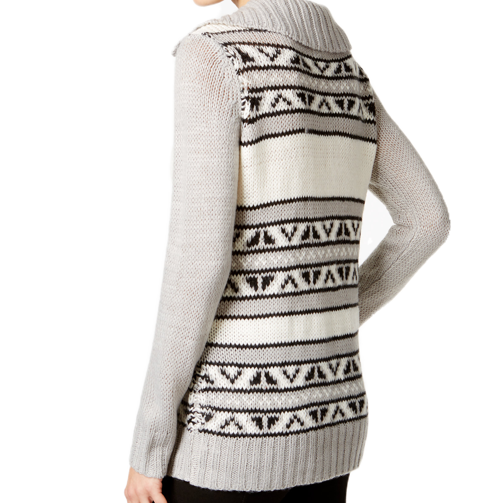 G.H. Bass & Co Women Striped Lace Up Sweater