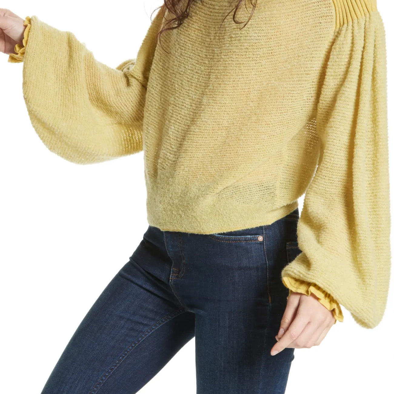 Free People Women Elderflower Sweater Chartreuse