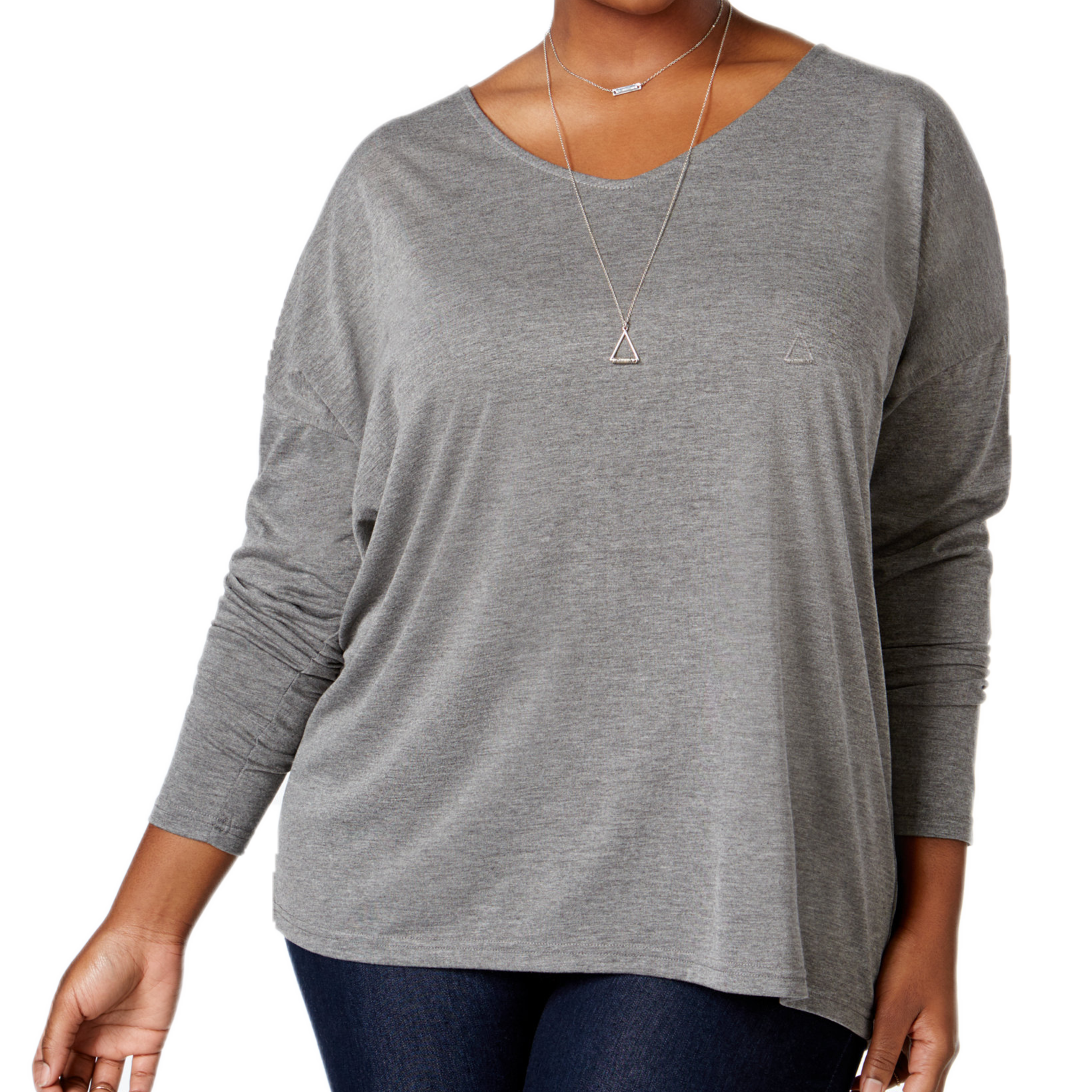 Extra Touch Women Plus Trendy Strappy Back Top Charcoal Heather