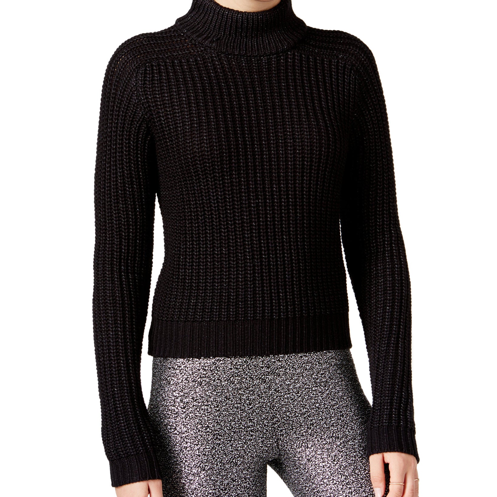 Bar III Women Turtleneck Sweater Deep Black