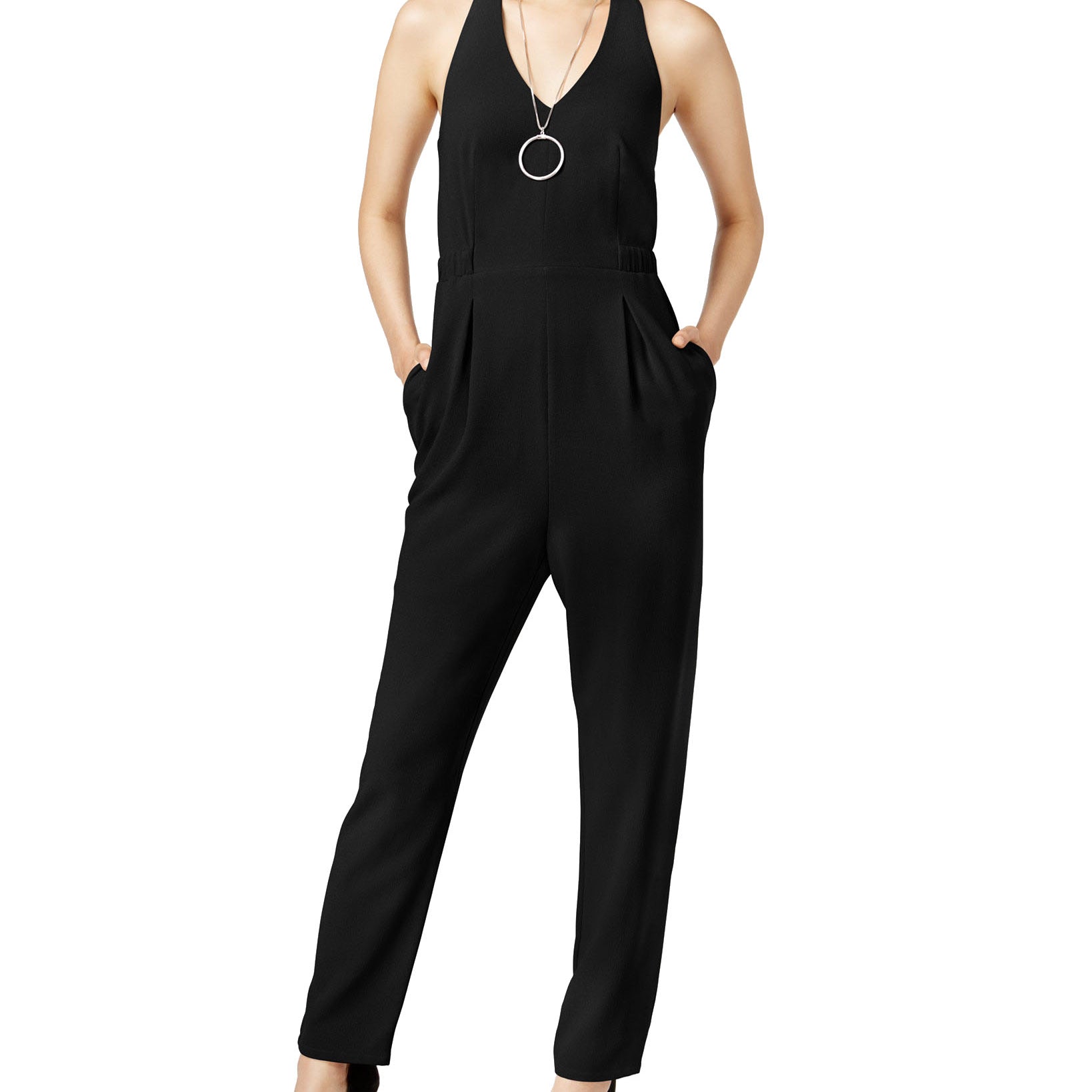 Bar III Women Halter Jumpsuit Deep Black