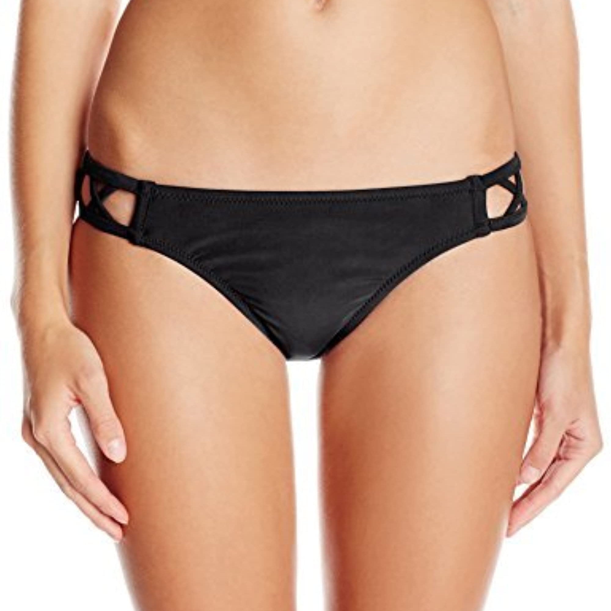 Jessica Simpson Women X Cross Hipster Bikini Bottom Black