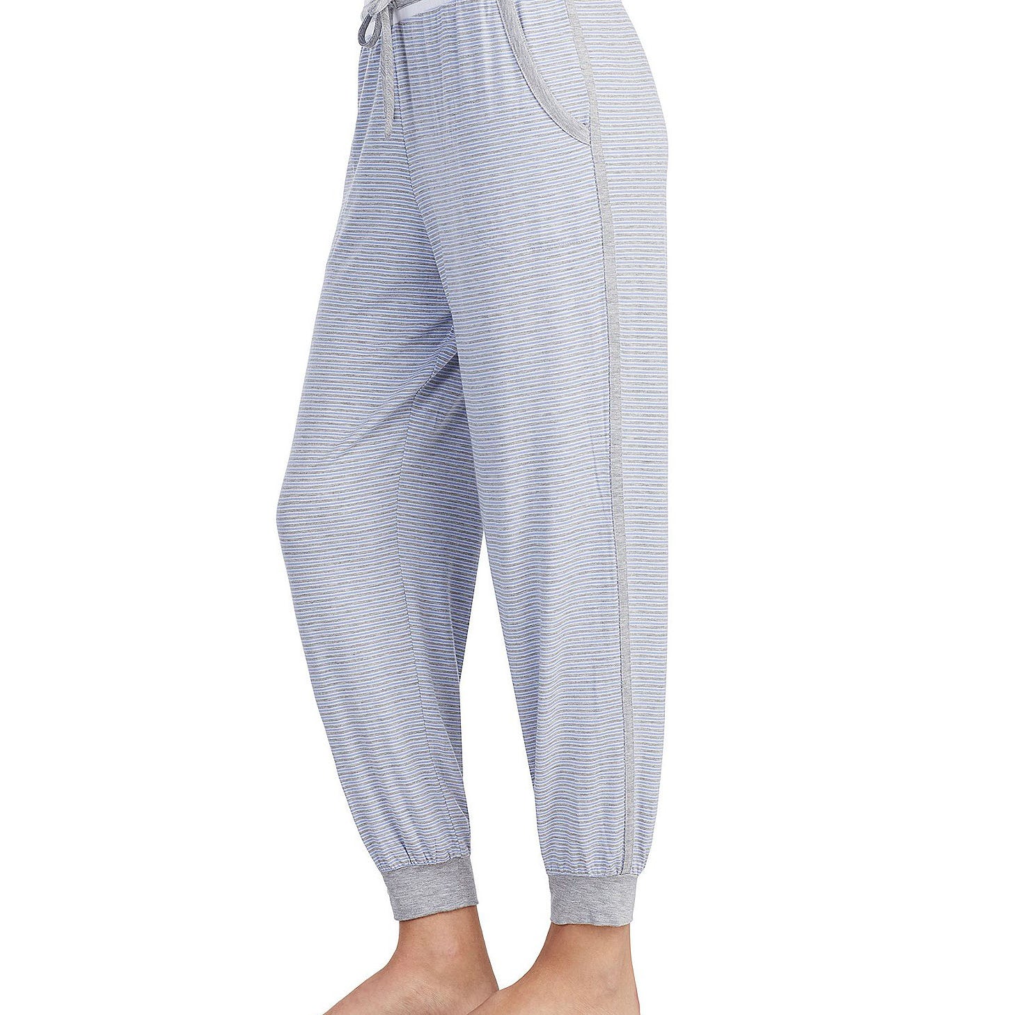DKNY Women Contrast Print Jogger Pajama Pants Heather Stripe