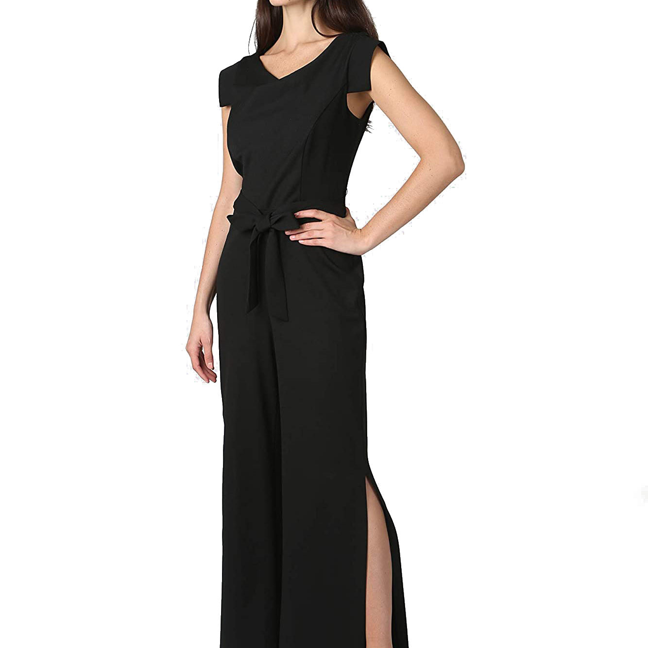 bebe Women Tie Waist Crepe Jumpsuit