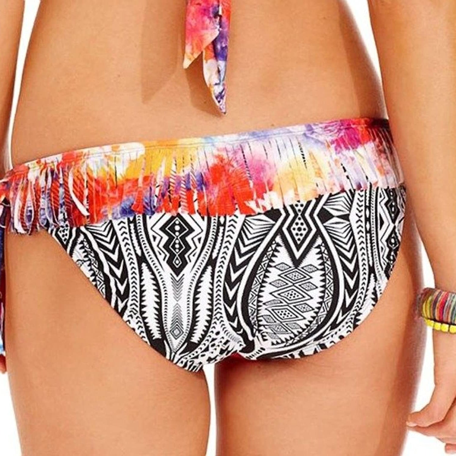 Raisins Juniors Printed Fringe Hipster Bikini Bottom