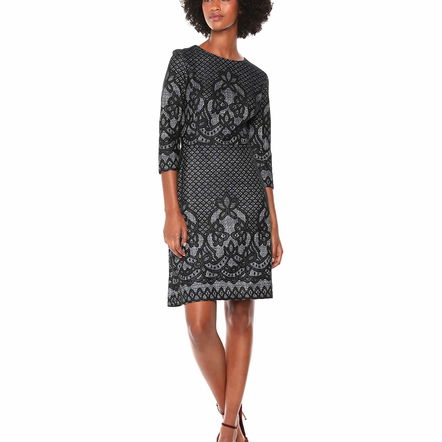 Gabby Skye Women Bonded Lace Pattern Dress