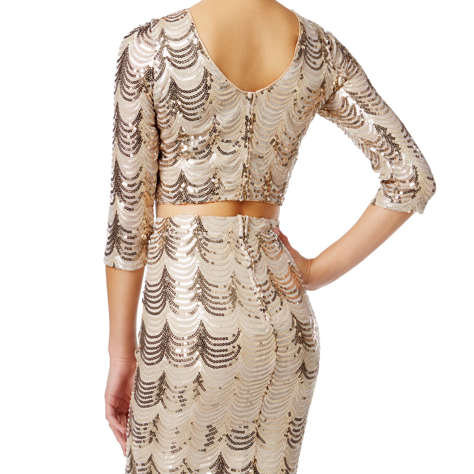 Crystal Doll Juniors 2 Pc. Sequined Bodycon Dress