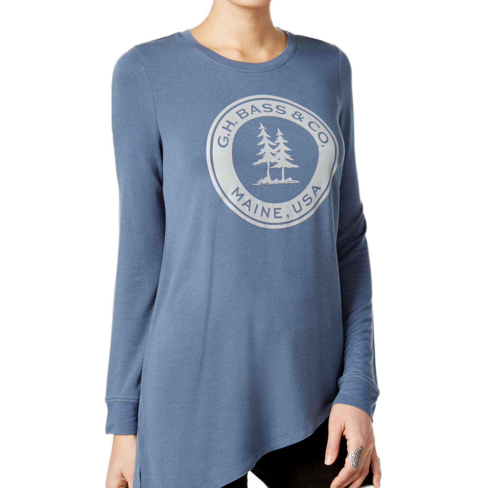 G.H. Bass & Co Women Asymmetrical Logo Sweatshirt Atlantic Blue
