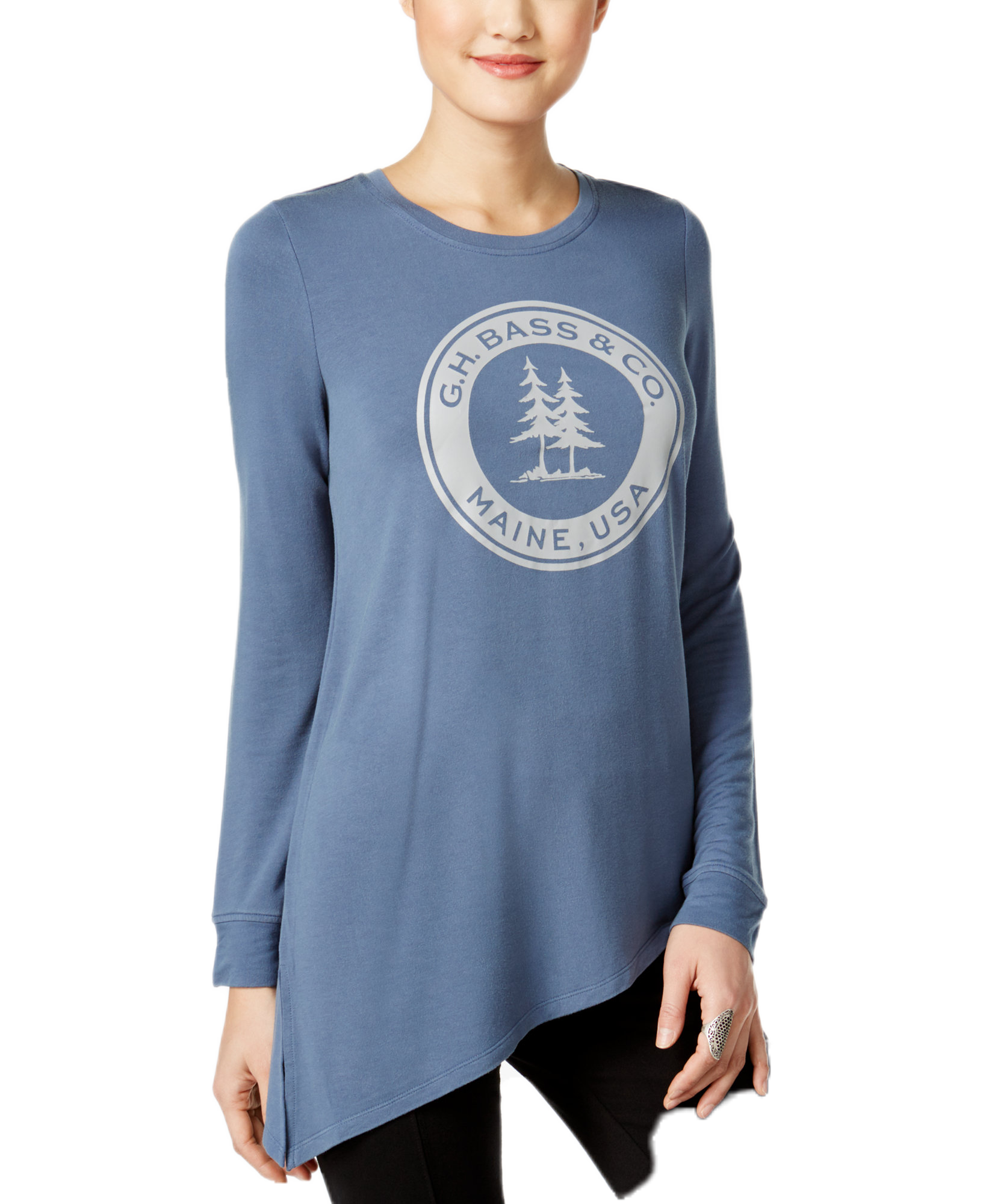 G.H. Bass & Co Women Asymmetrical Logo Sweatshirt Atlantic Blue