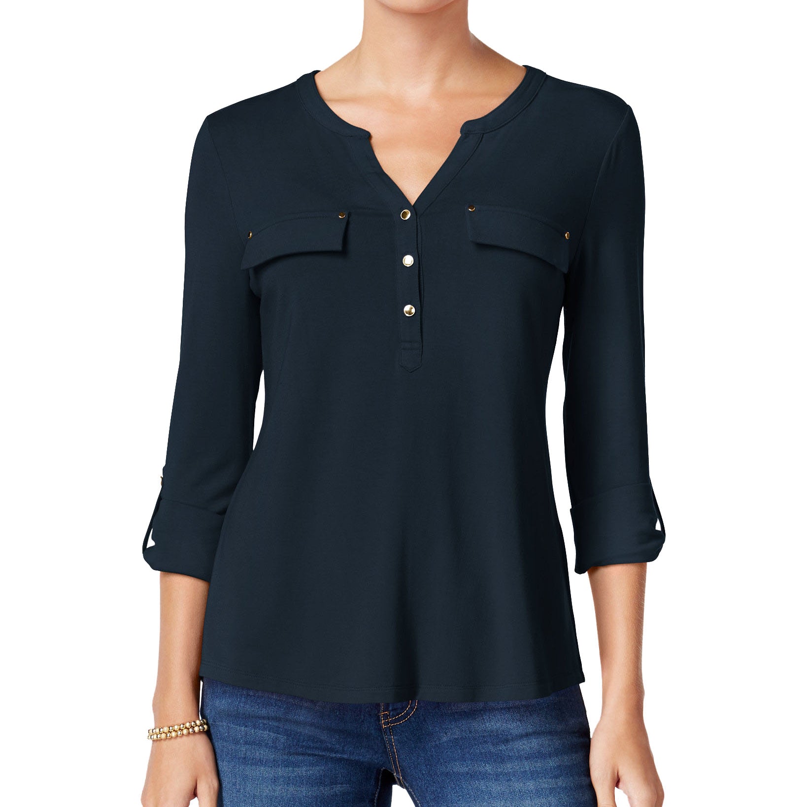 Charter Club Women Utility Henley Top Deepest Navy