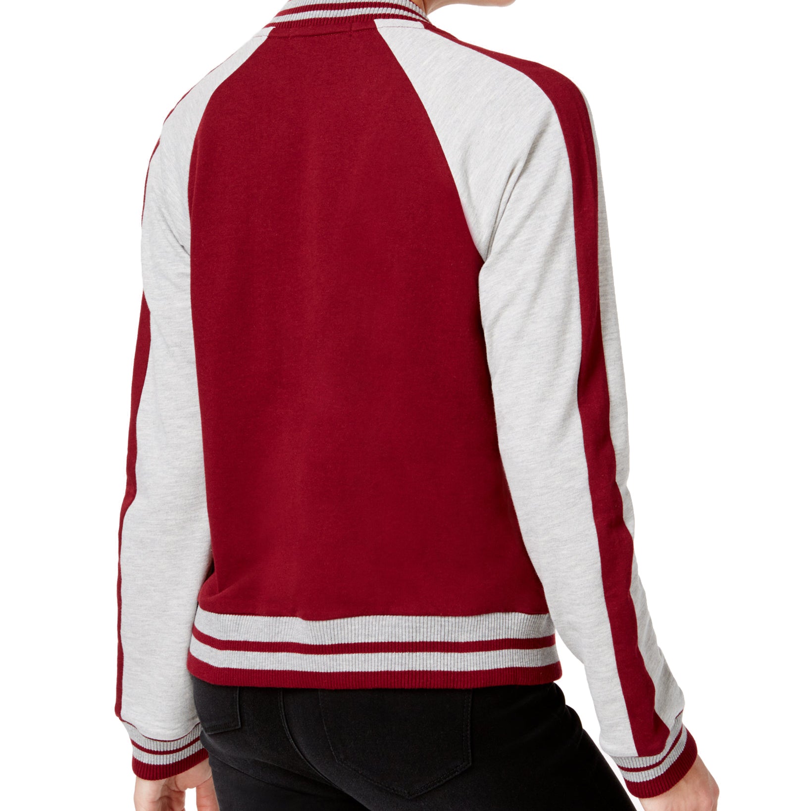 Almost Famous Juniors Patch Knit Bomber Jacket