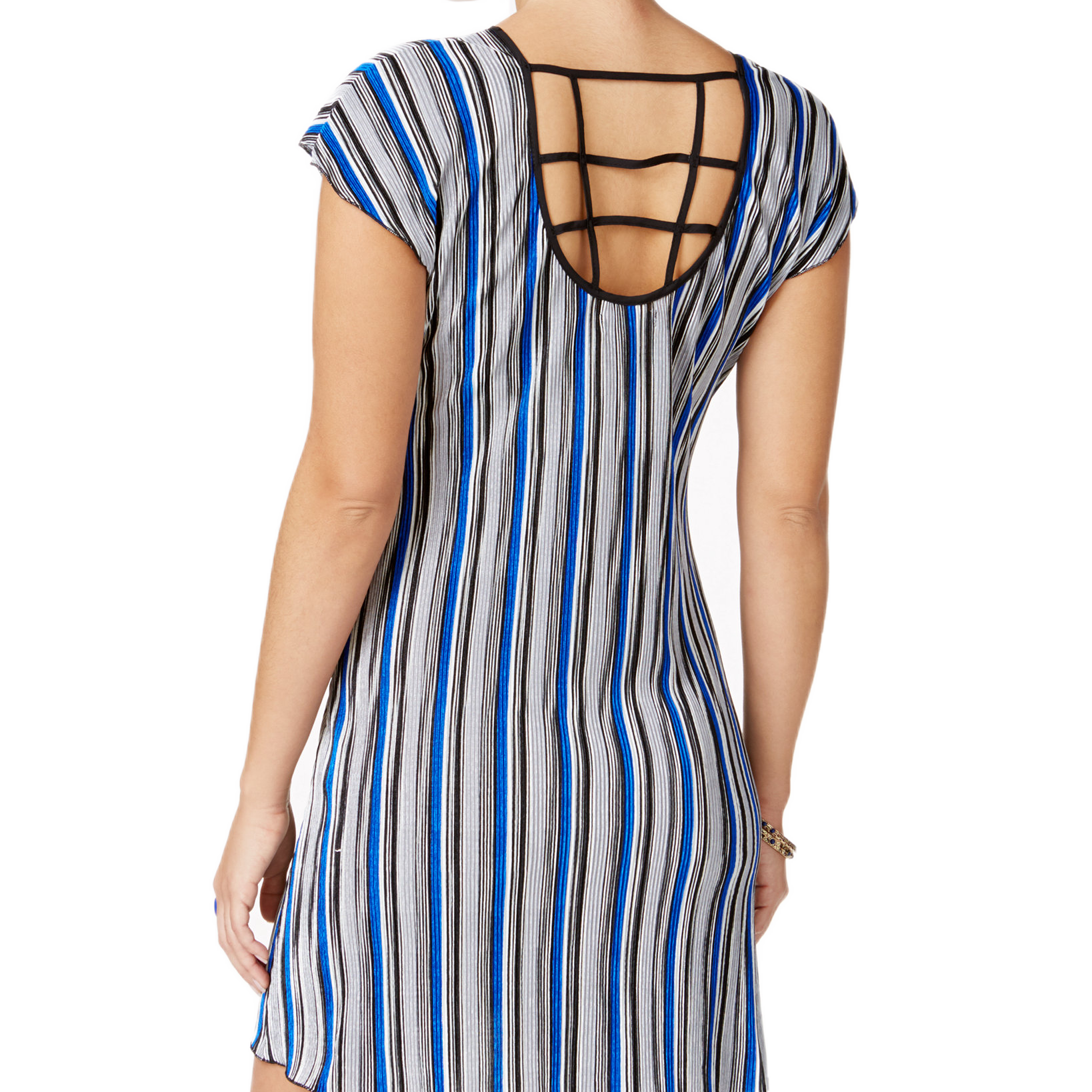 Speechless Juniors Striped Lattice Back Shift Dress