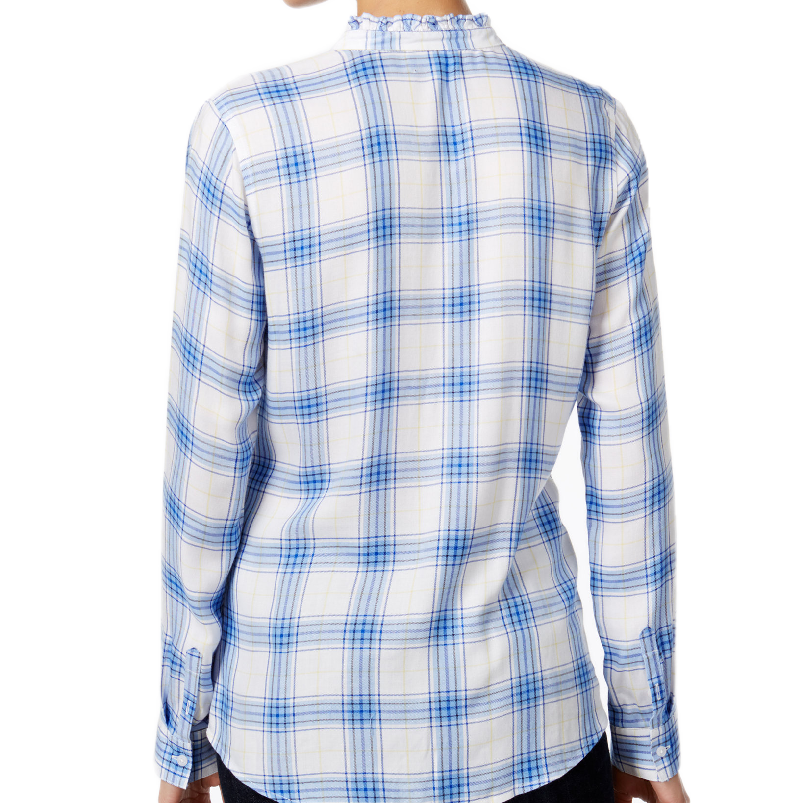 Maison Jules Women Ruffled Plaid Shirt