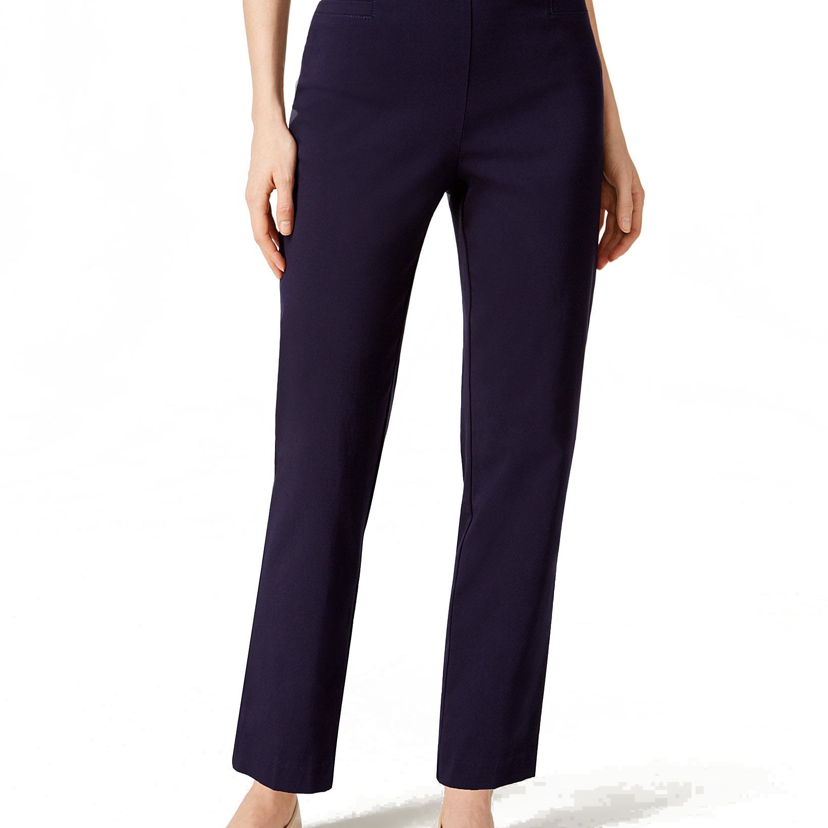 Alfred Dunner Women Classics Allure Pull On Slim Leg Pants Navy