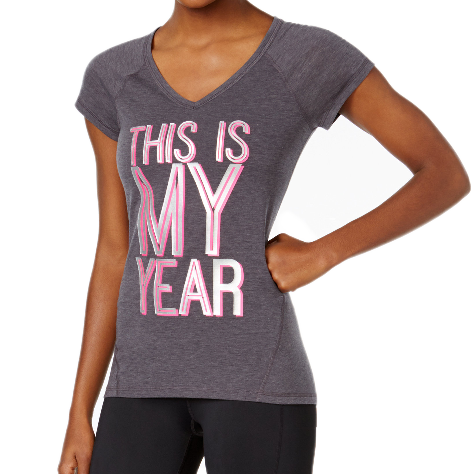 Ideology Women This Is My Year Graphic T Shirt Charcoal Heather
