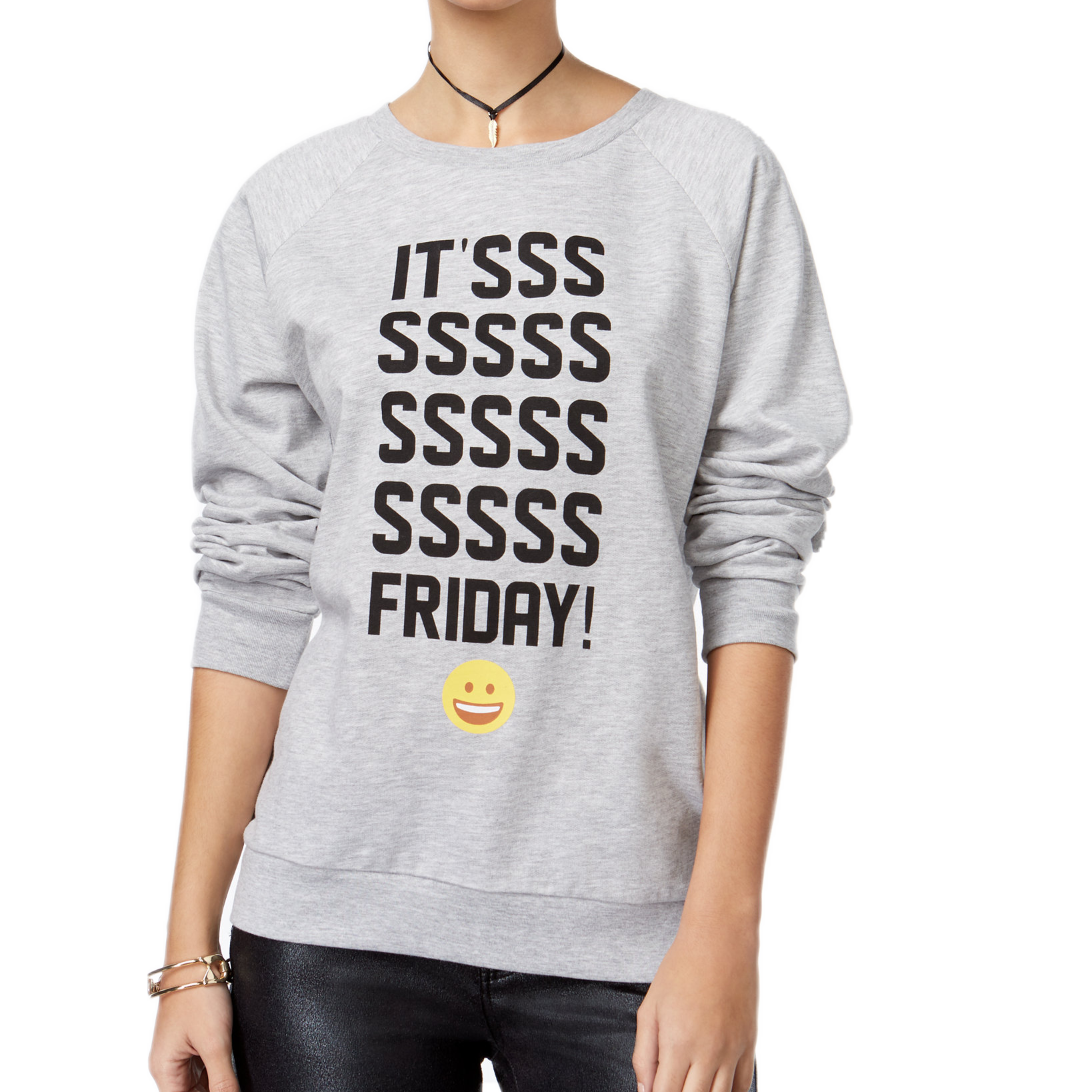 Freeze 24 7 Women Its Friday Graphic Sweatshirt Light Grey