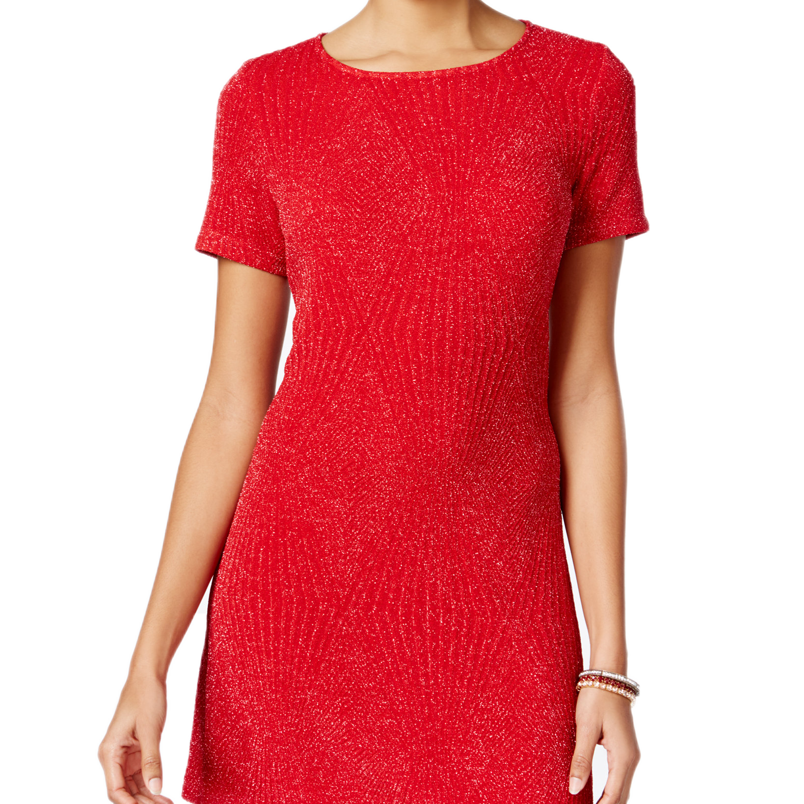 Trixxi Juniors Glitter Swing Dress Red