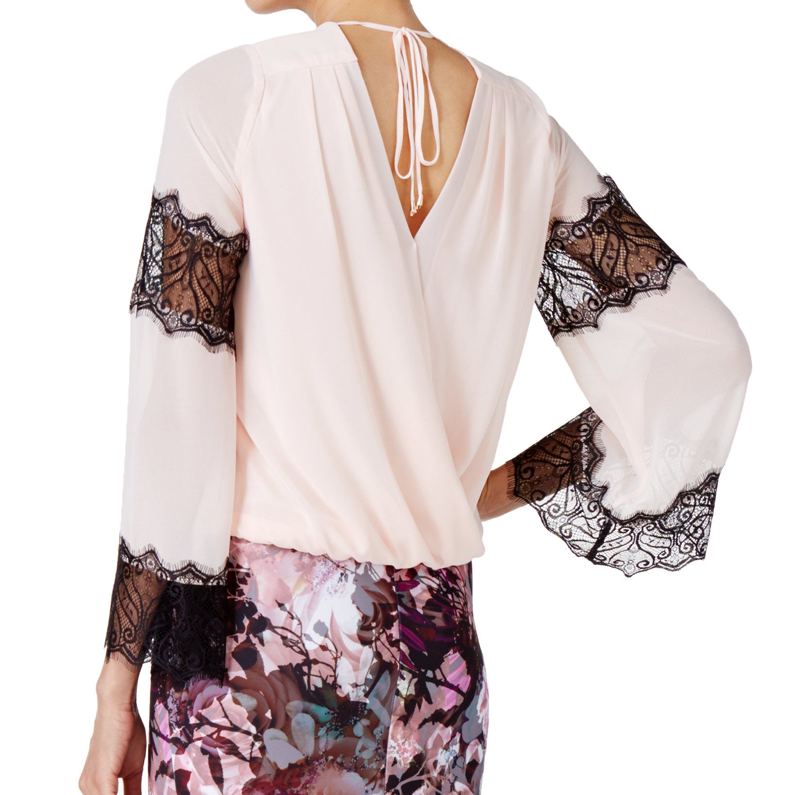 Thalia Sodi Women Lace Trim Blouson Top