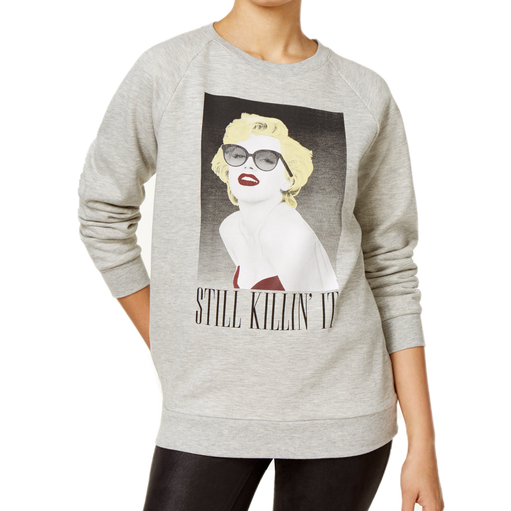 Freeze 24 7 Juniors Marilyn Graphic Sweatshirt Grey Heather