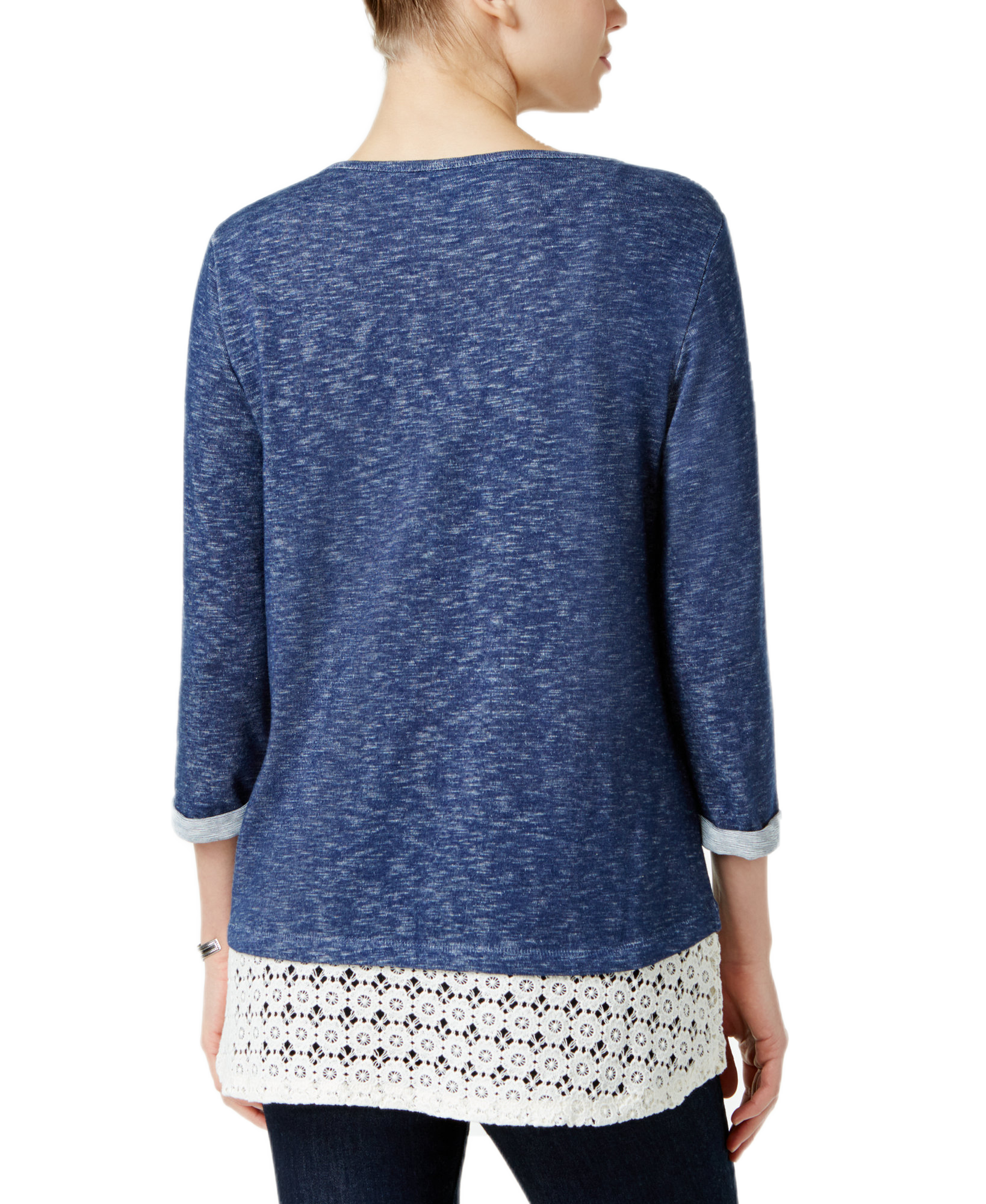 Style & Co Women Crochet Hem Top