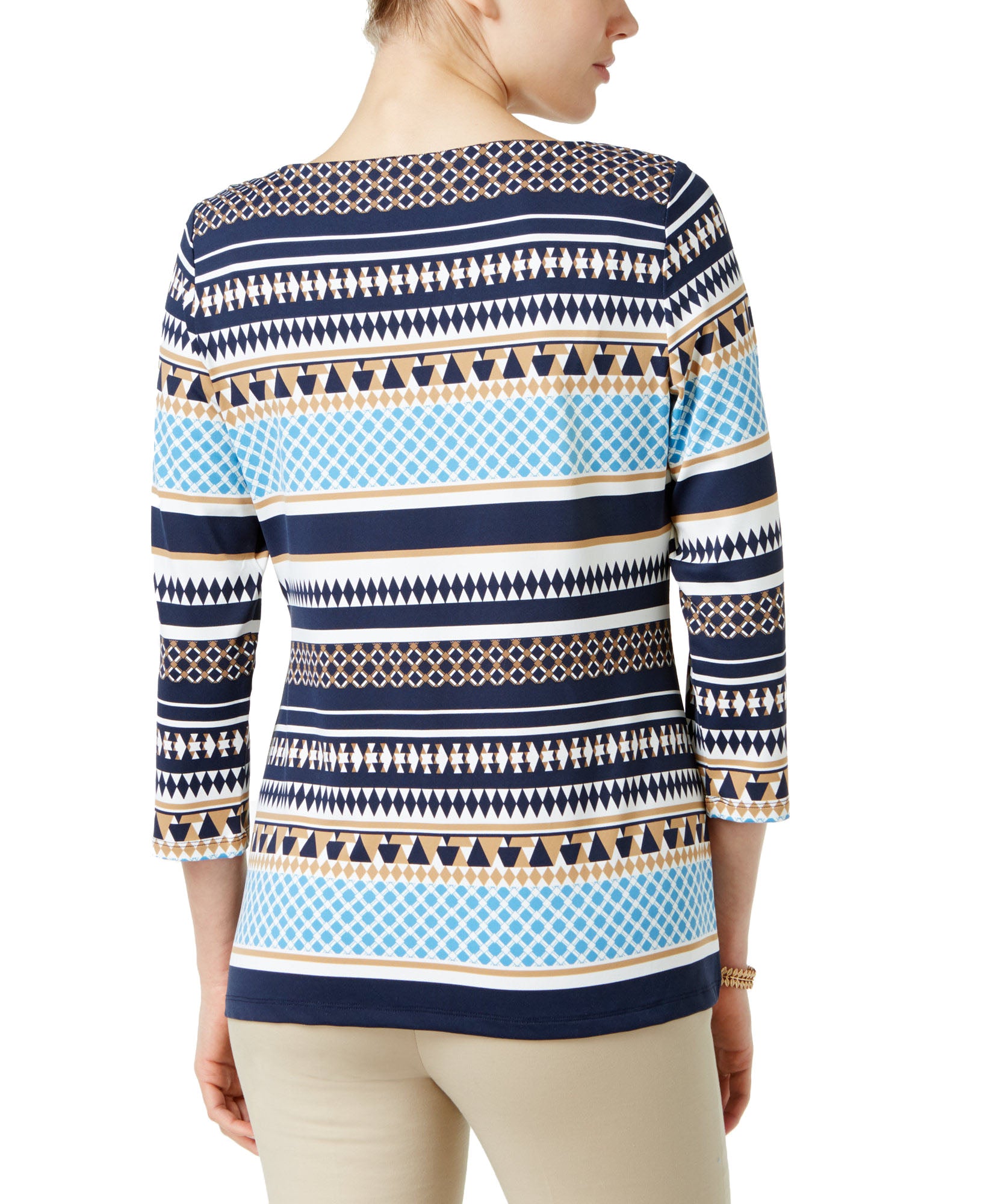 Charter Club Women Boat Neck Striped Top
