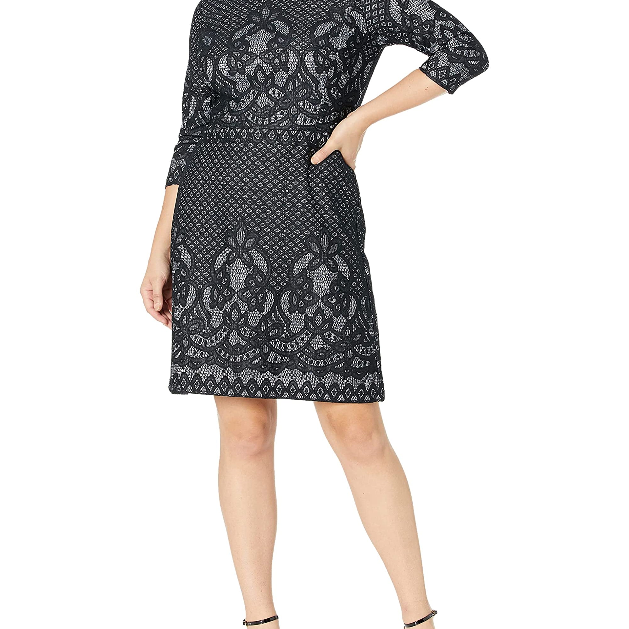Gabby Skye Women Bonded Lace Pattern Dress
