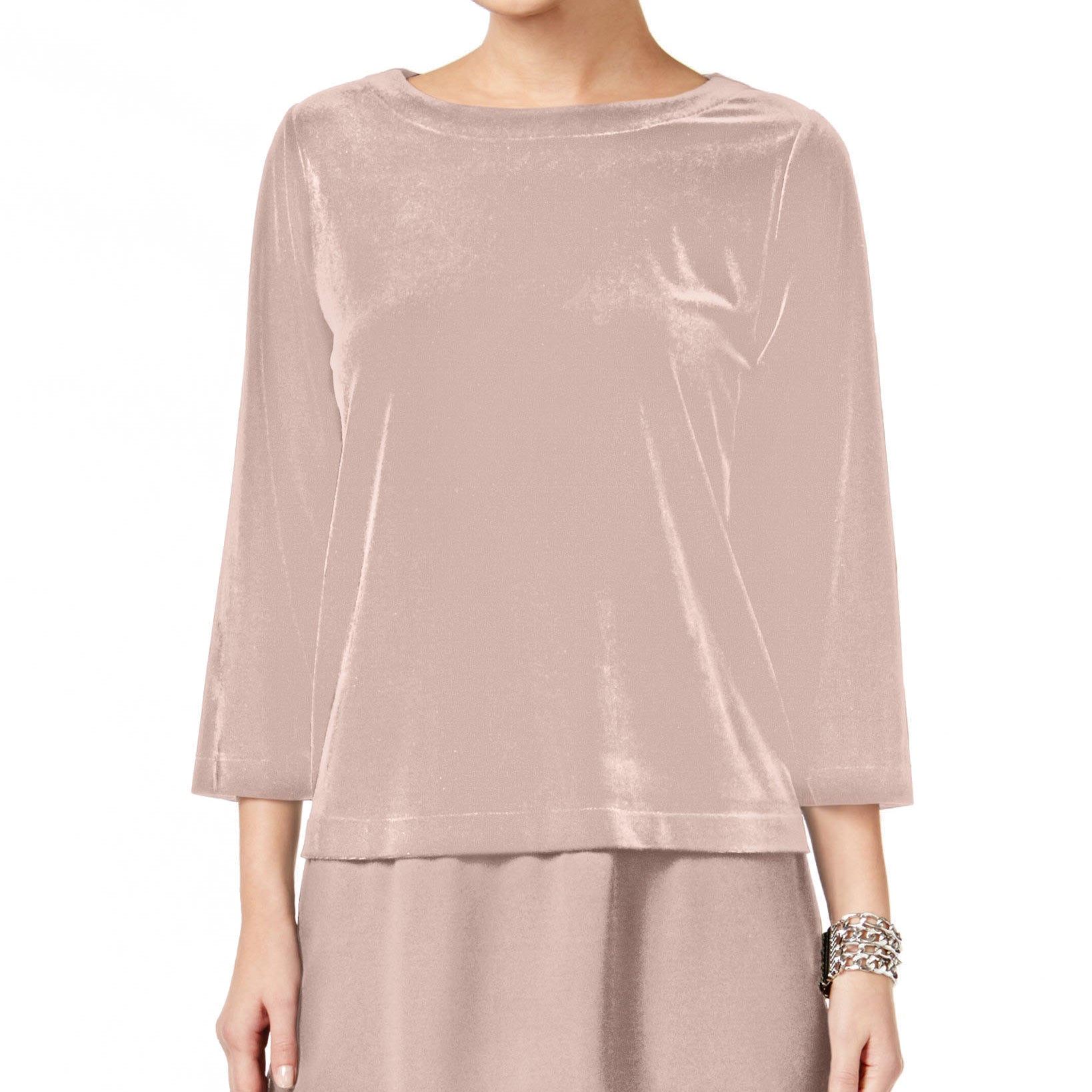 Alfani Women Velvet Layered Look Top Woodrose