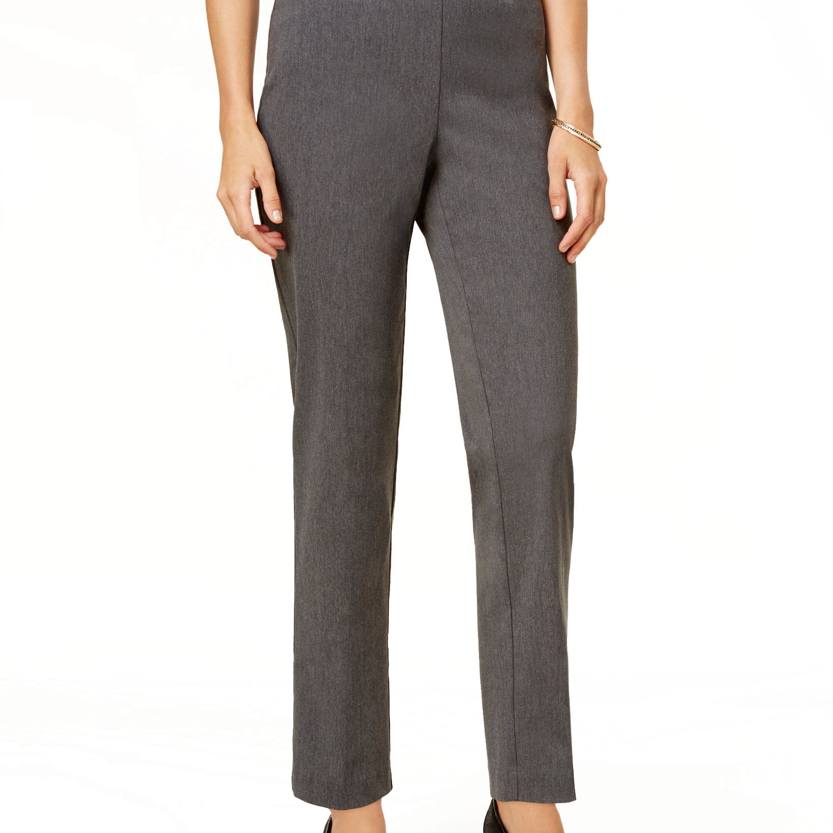 Alfred Dunner Women Classics Allure Pull On Slim Leg Pants Grey