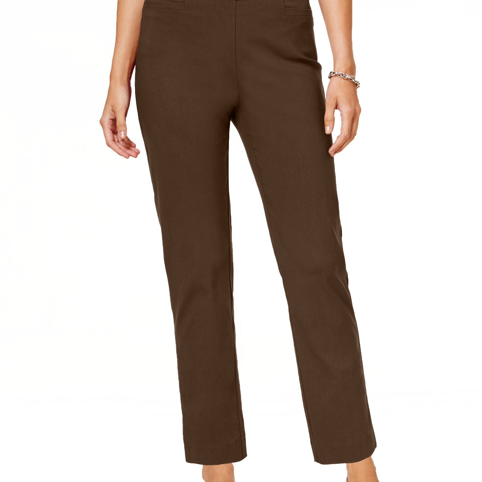 Alfred Dunner Women Classics Allure Pull On Slim Leg Pants Brown
