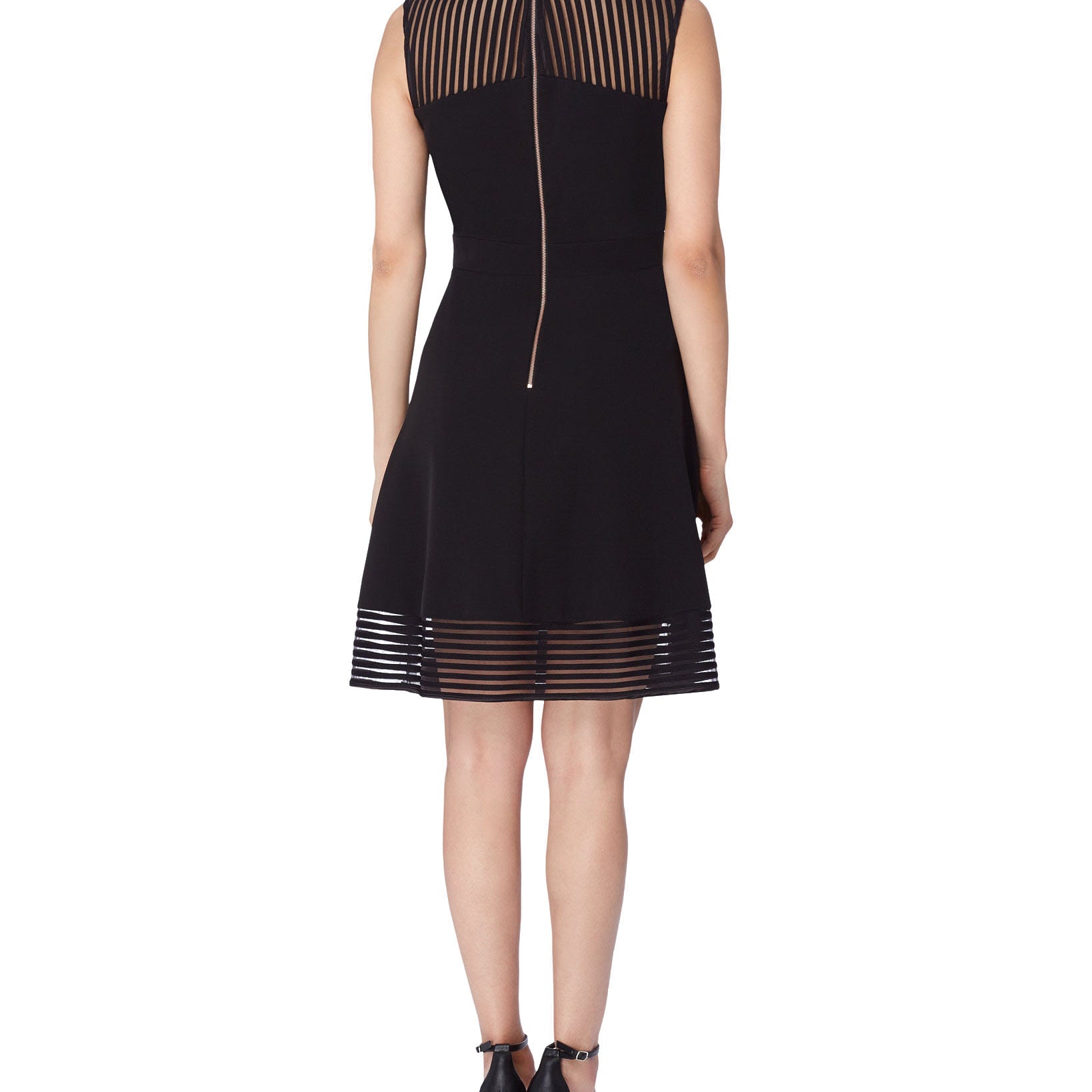 Tahari ASL Women Illusion Striped Fit & Flare Dress