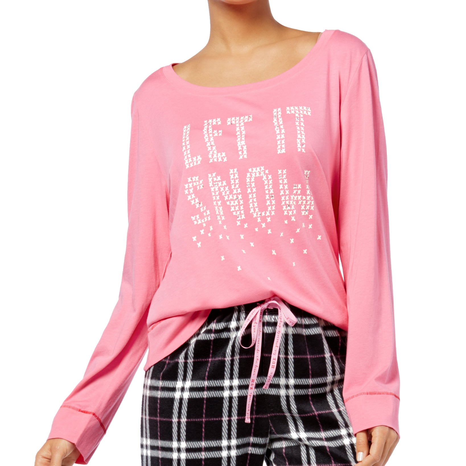 Hue Women Holiday Print French Terry Pajama Top Femme
