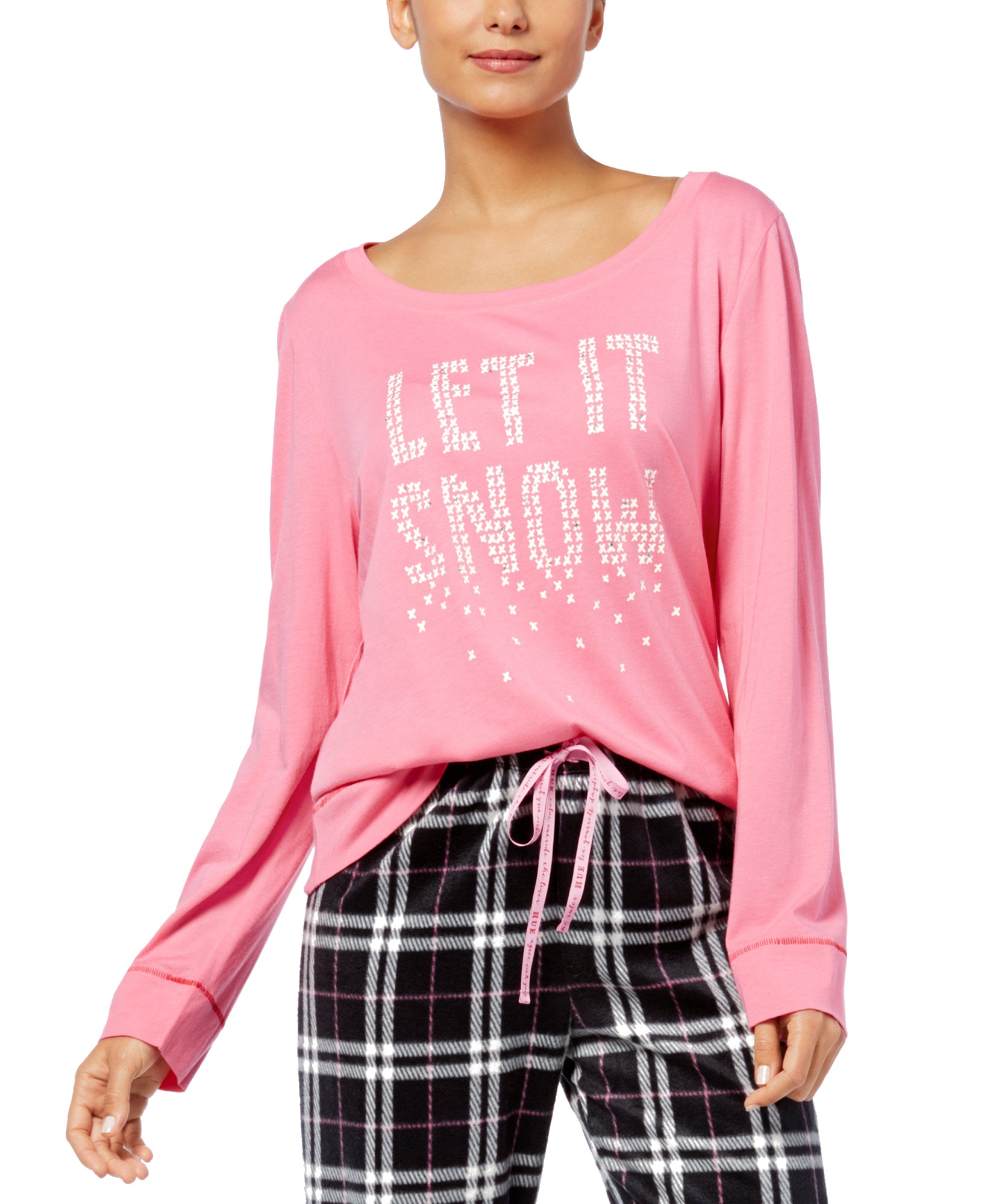 Hue Women Holiday Print French Terry Pajama Top Femme