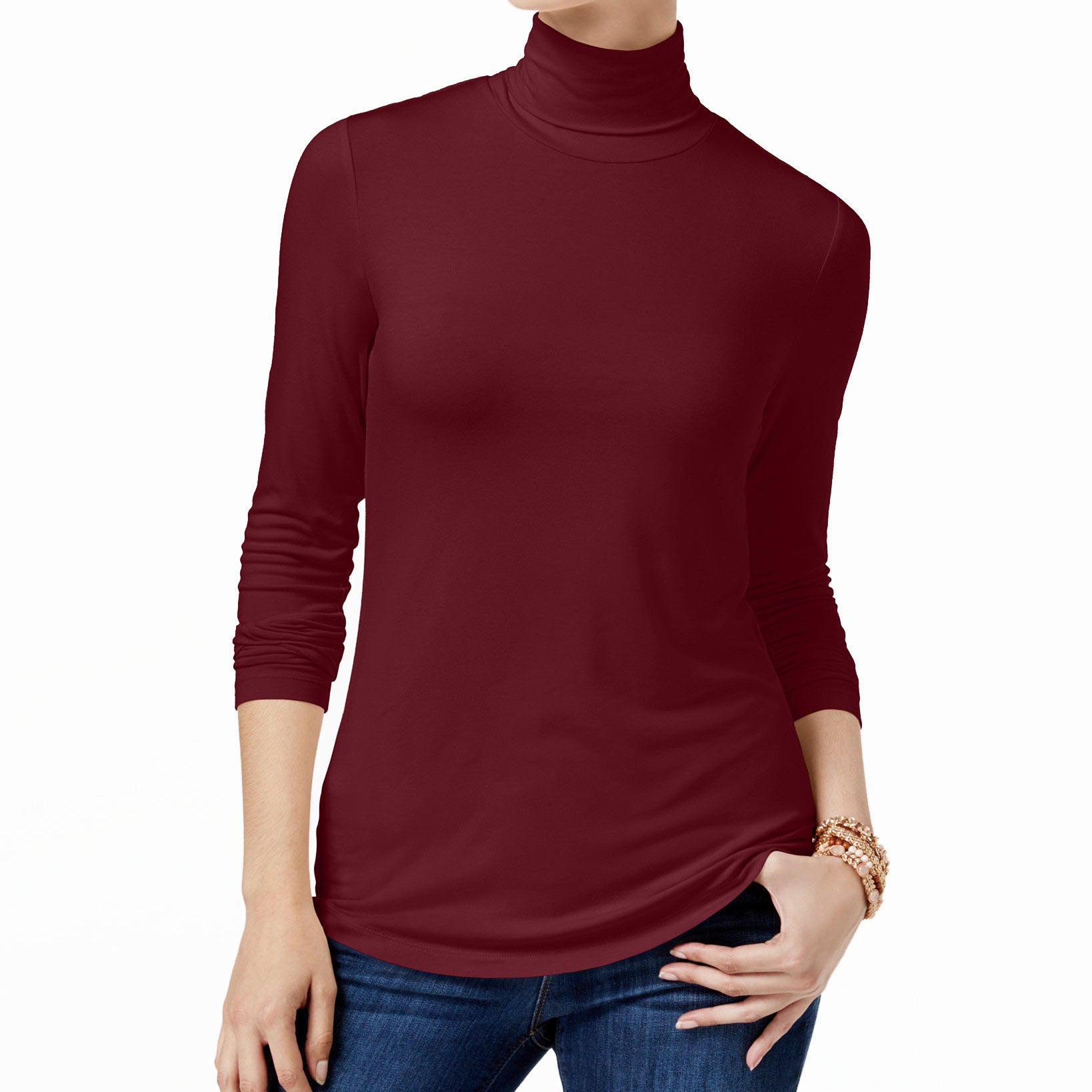 Maison Jules Women Turtleneck Top Ruby Wine