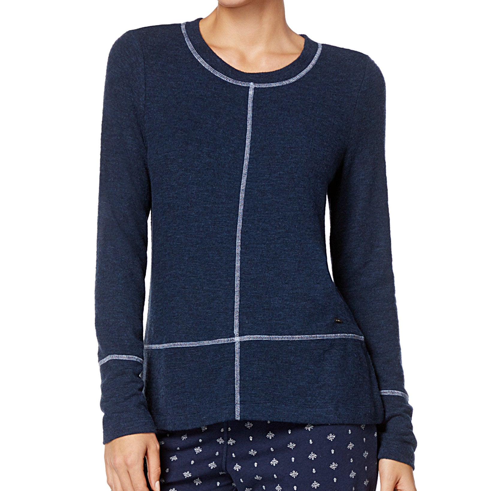 Nautica Women Dolman Sleeve Pajama Top Navy Heather