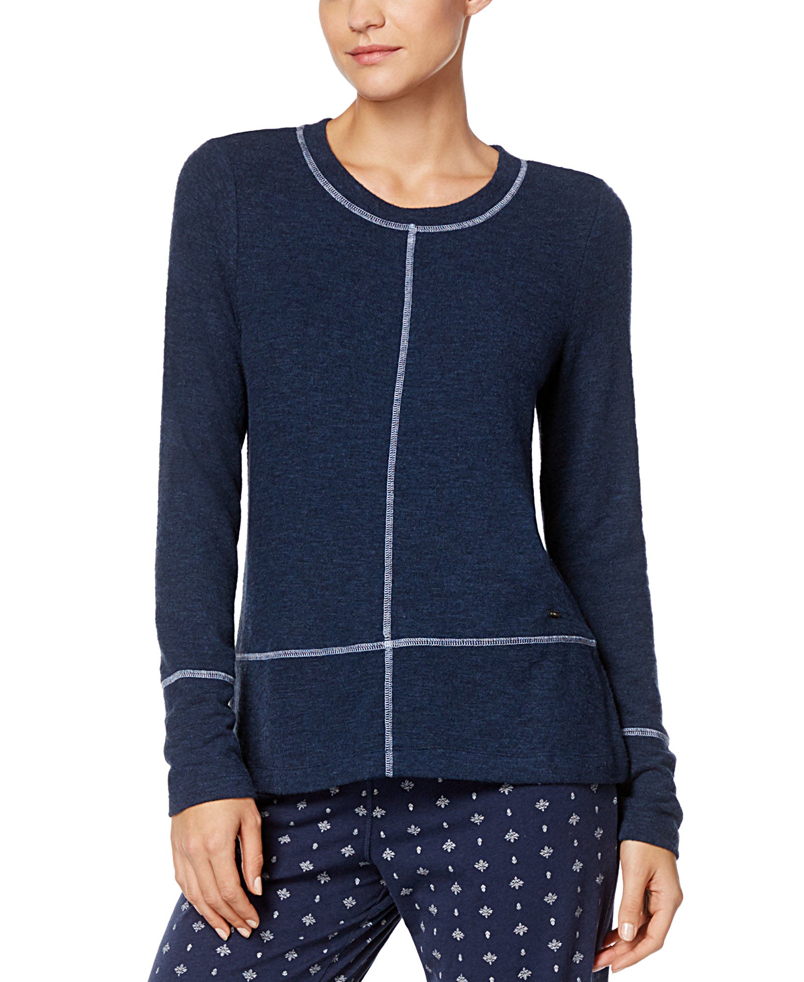 Nautica Women Dolman Sleeve Pajama Top Navy Heather