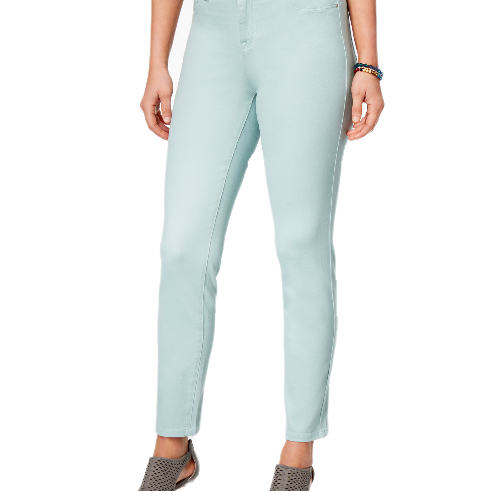 Style & Co Women Petite urvy Fit Skinny Jeans Aqua Mint
