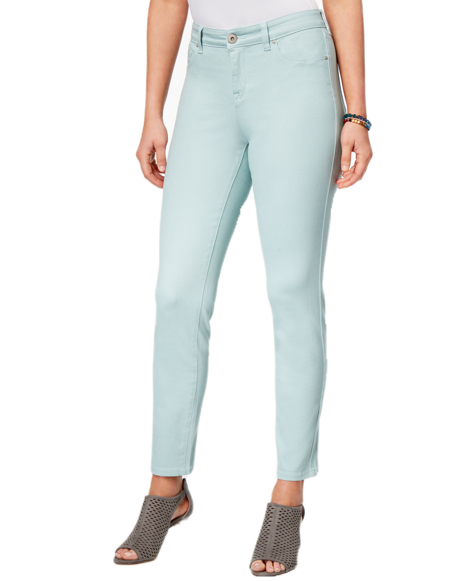 Style & Co Women Petite urvy Fit Skinny Jeans Aqua Mint