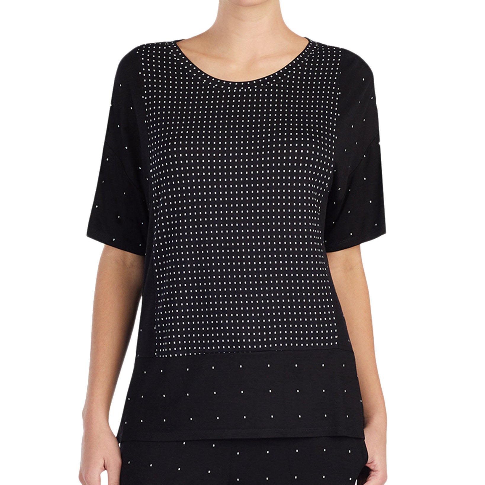 DKNY Women Contrast Dots Pajama Top Black