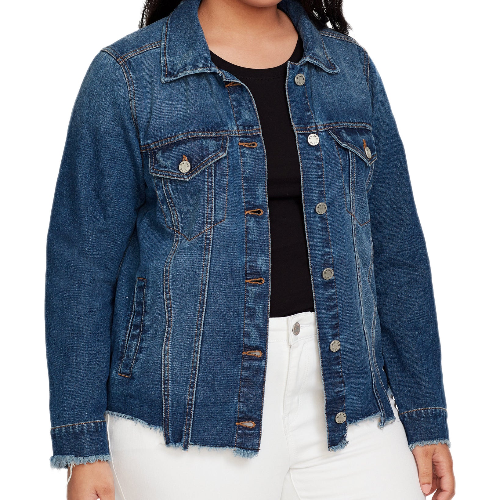 William Rast Women Plus Trendy Cotton Denim Jacket Aqua City