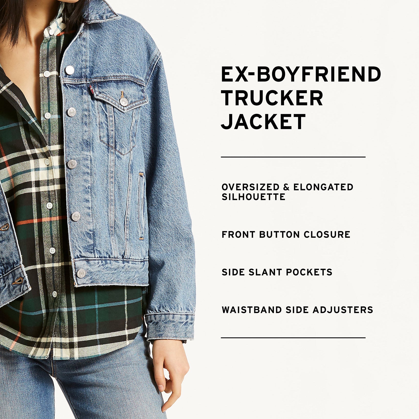 Levis Women Ex Boyfriend Cotton Denim Trucker Jacket