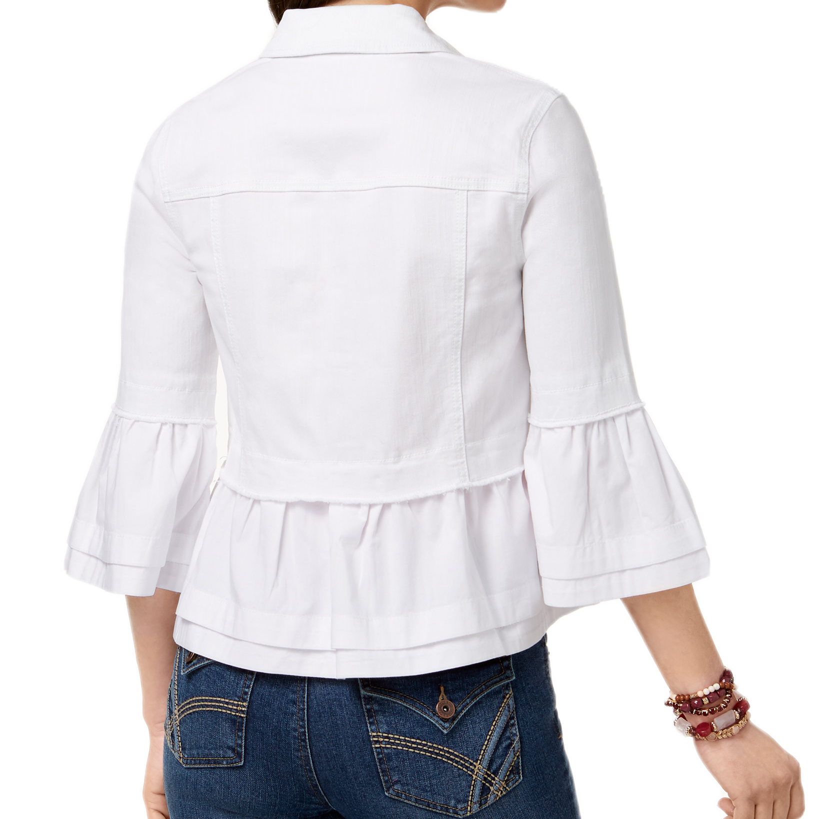 Style & Co Women Ruffled Denim Jacket