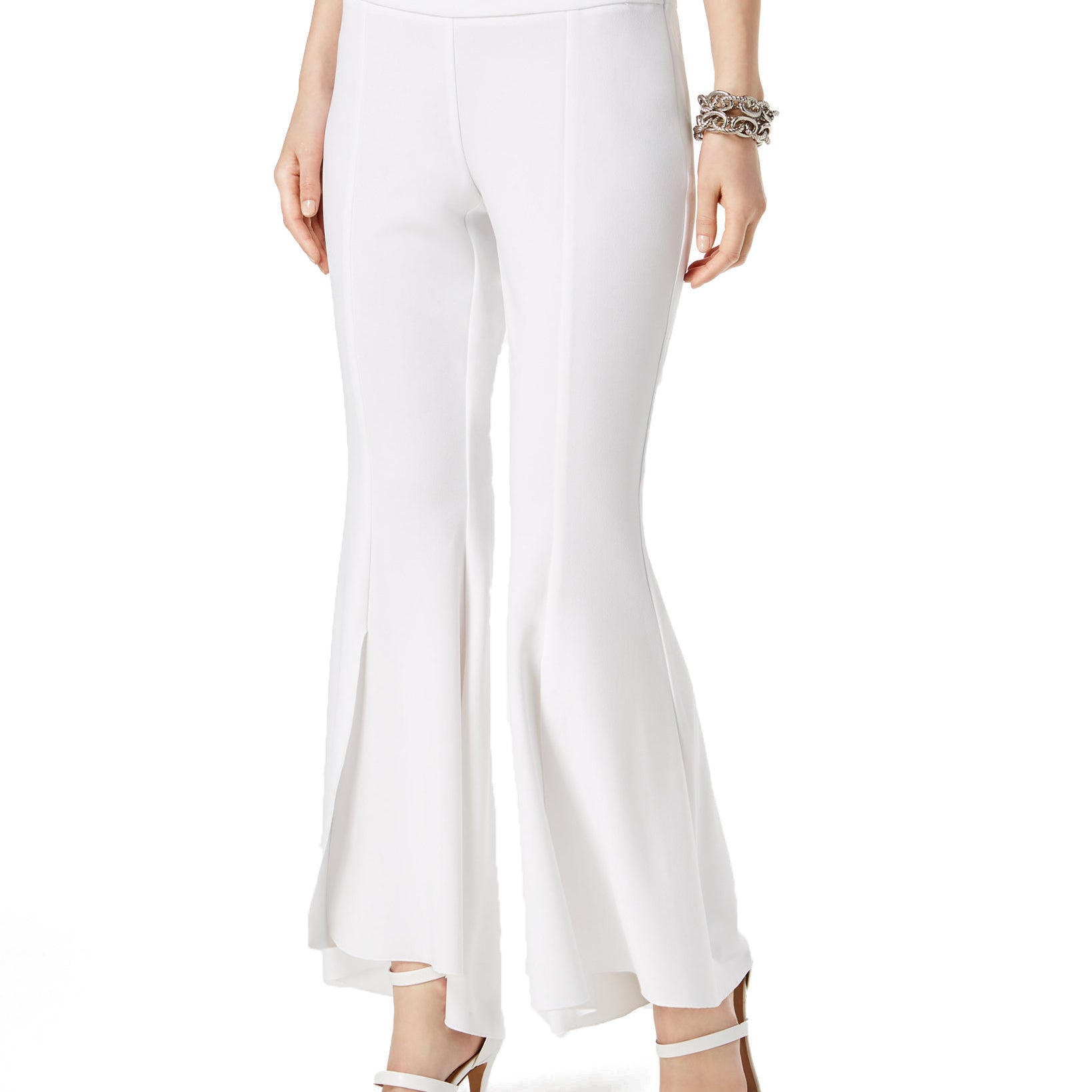 INC International Concepts Women Flared High Low Pants Bright White