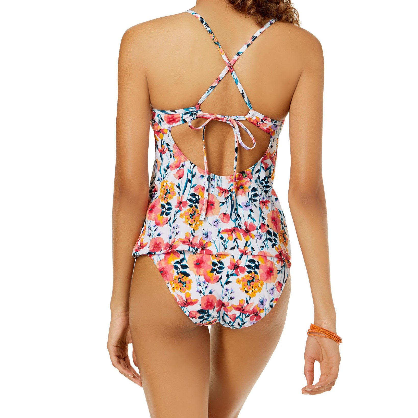 Hula Honey Juniors In Such a Fleury Printed Cross Back Tankini Top