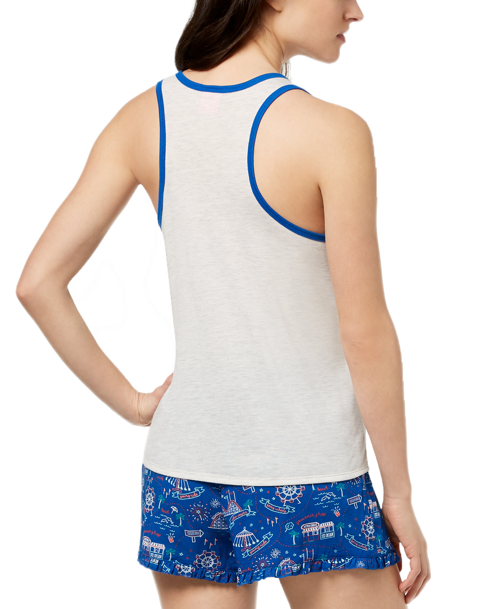 Jenni by Jennifer Moore Women Graphic Print Contrast Trim Pajama Tank